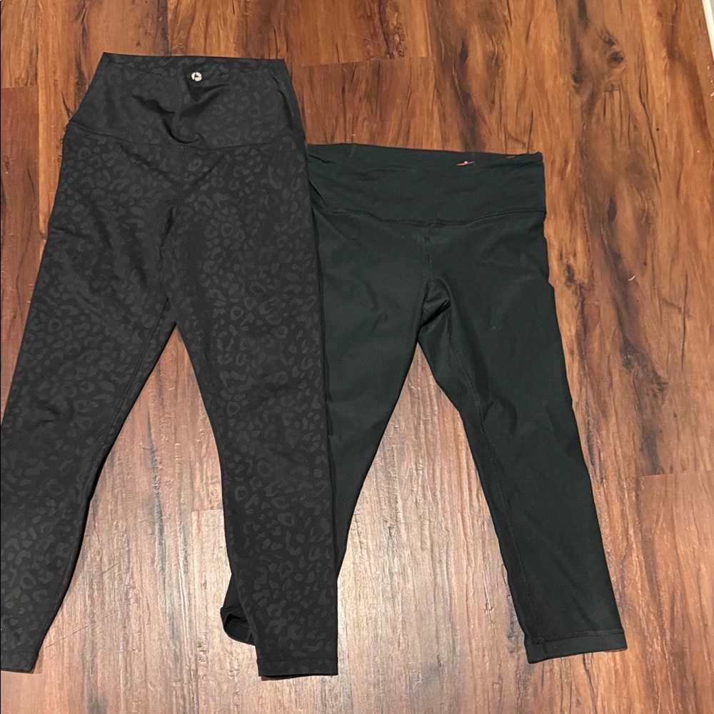 Black Leopard Print and Solid Black Leggings